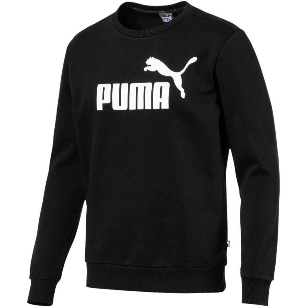 Puma - Mens Ess Logo Crew Sweat Fl Big Logo, Size: Medium, Color: Puma Black
